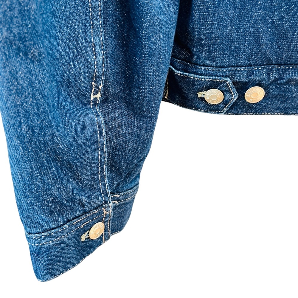 MADEWELL Blue Oversized Trucker Jean Denim Jacket Sherpa Lined Cropped XL NWT - Picture 10 of 15